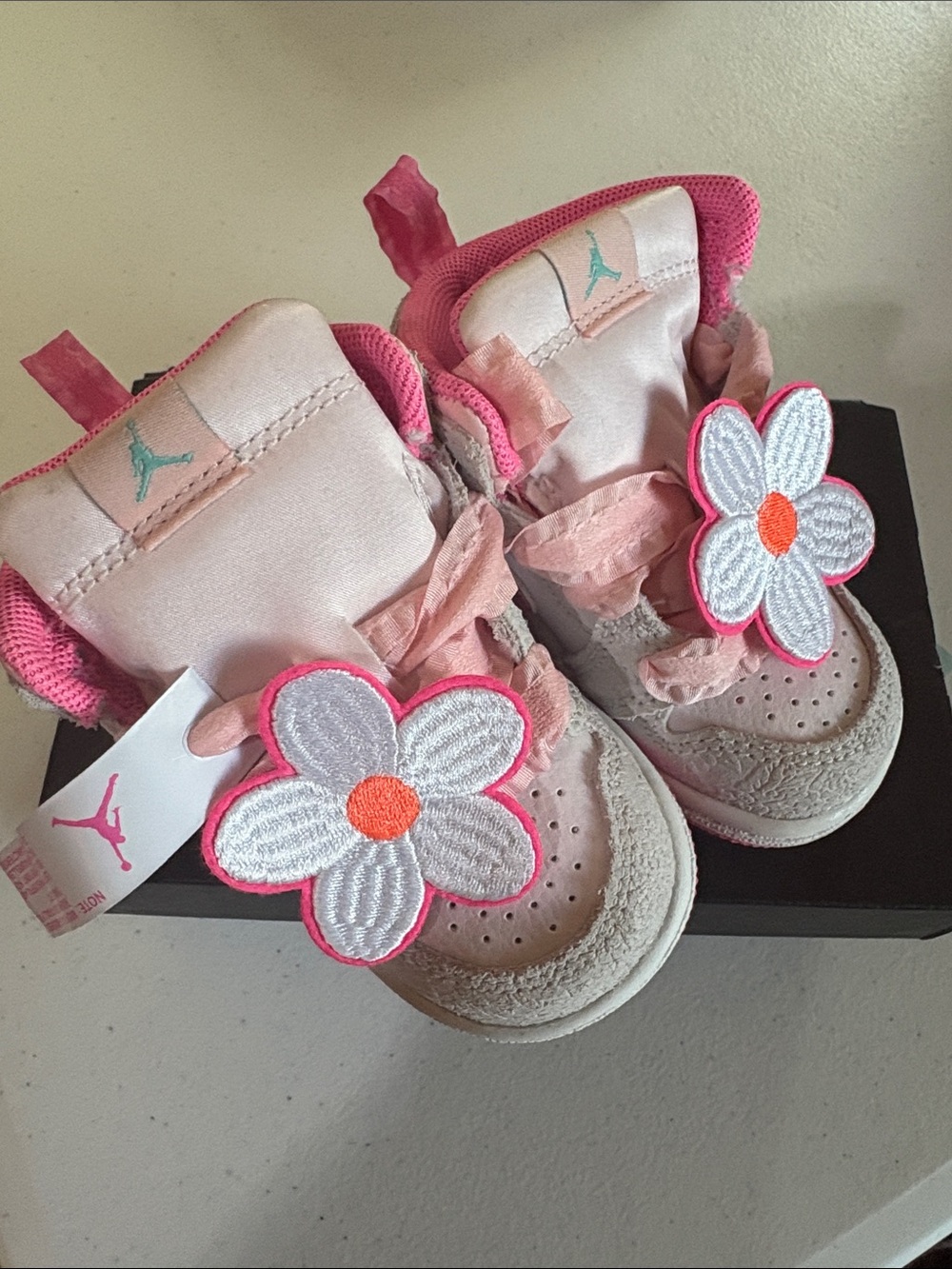 Nike Kids Pink and White Flower Accent Sneakers